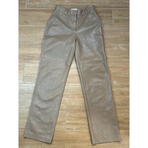 Babaton Vegan‎ Leather Pants Size 0 Taupe Faux Leather Trousers